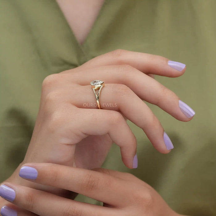 [Pear Cut Lab Diamond Ring]-[Ouros Jewels]
