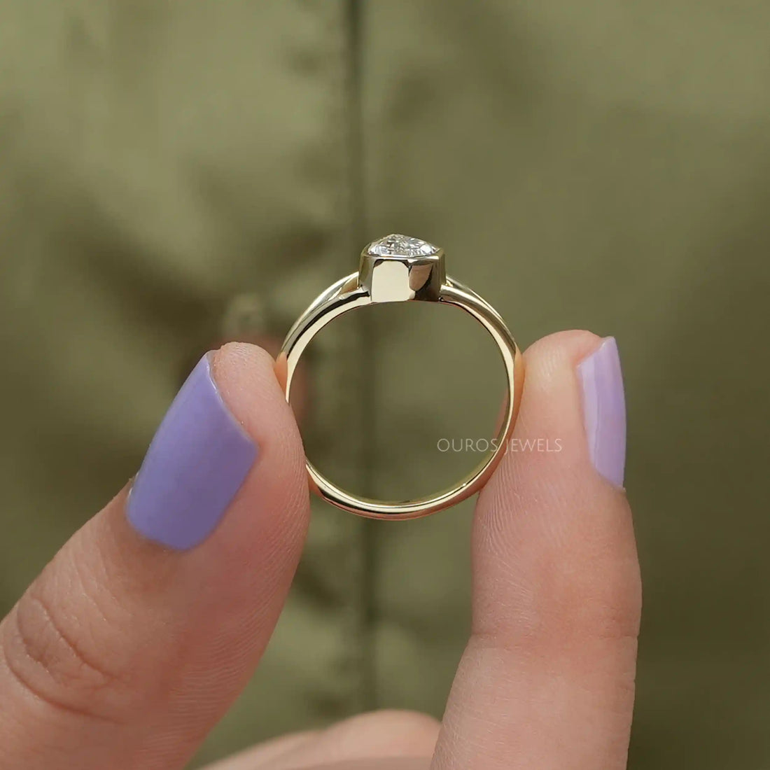 Step Cut Pear Diamond Engagement Ring