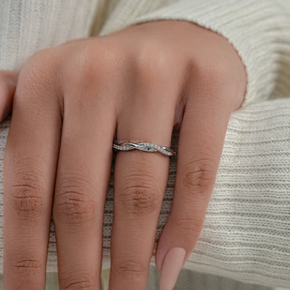 Twisted Infinity Round Diamond Eternity Band Ring
