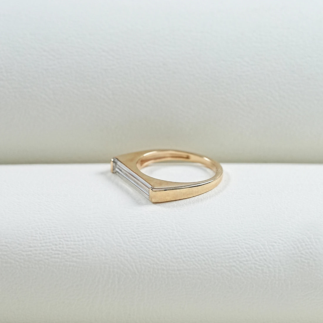 East West Baguette Lab Diamond Solitaire Ring Rings