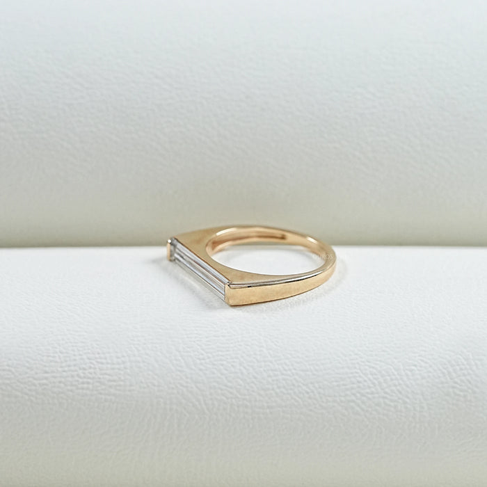 East West Baguette Lab Diamond Solitaire Ring Rings