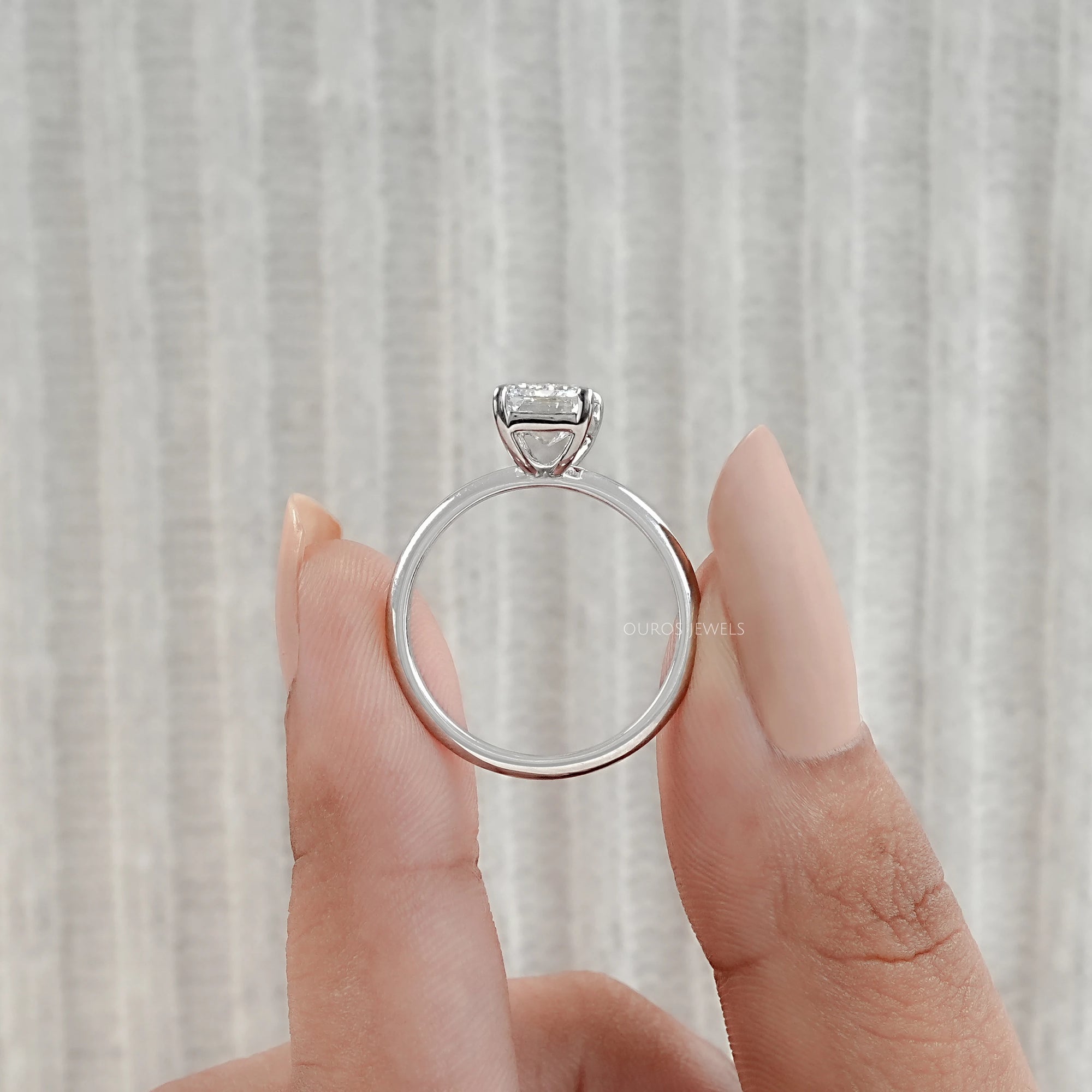 Emerald Cut Lab Diamond Solitaire Engagement Ring Ring