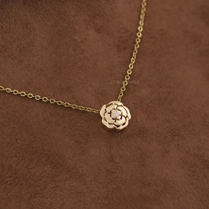 Chanel Camellia Flower Round Diamond Necklace