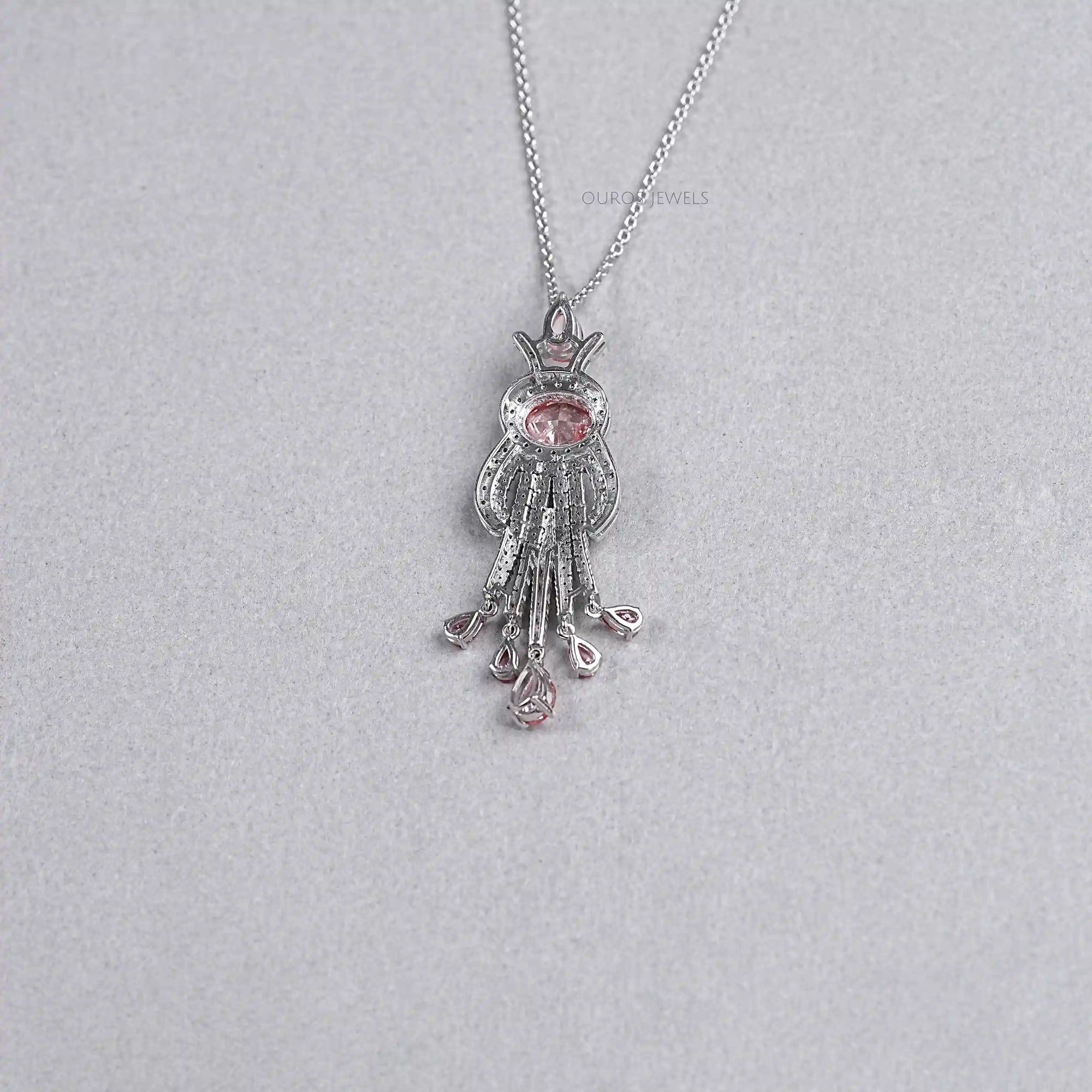 Pink Oval Cut Lab Diamond Pendant Necklace Necklaces