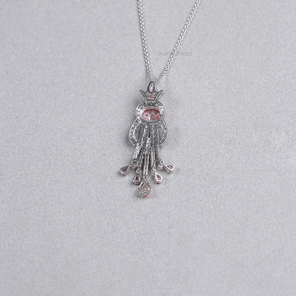 Pink Oval Cut Lab Diamond Pendant Necklace Necklaces