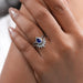 Sapphire Pear Carved Wedding Ring