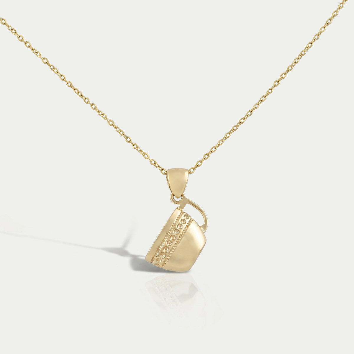 Yellow Gold Tea Cup Charm Pendant Necklaces