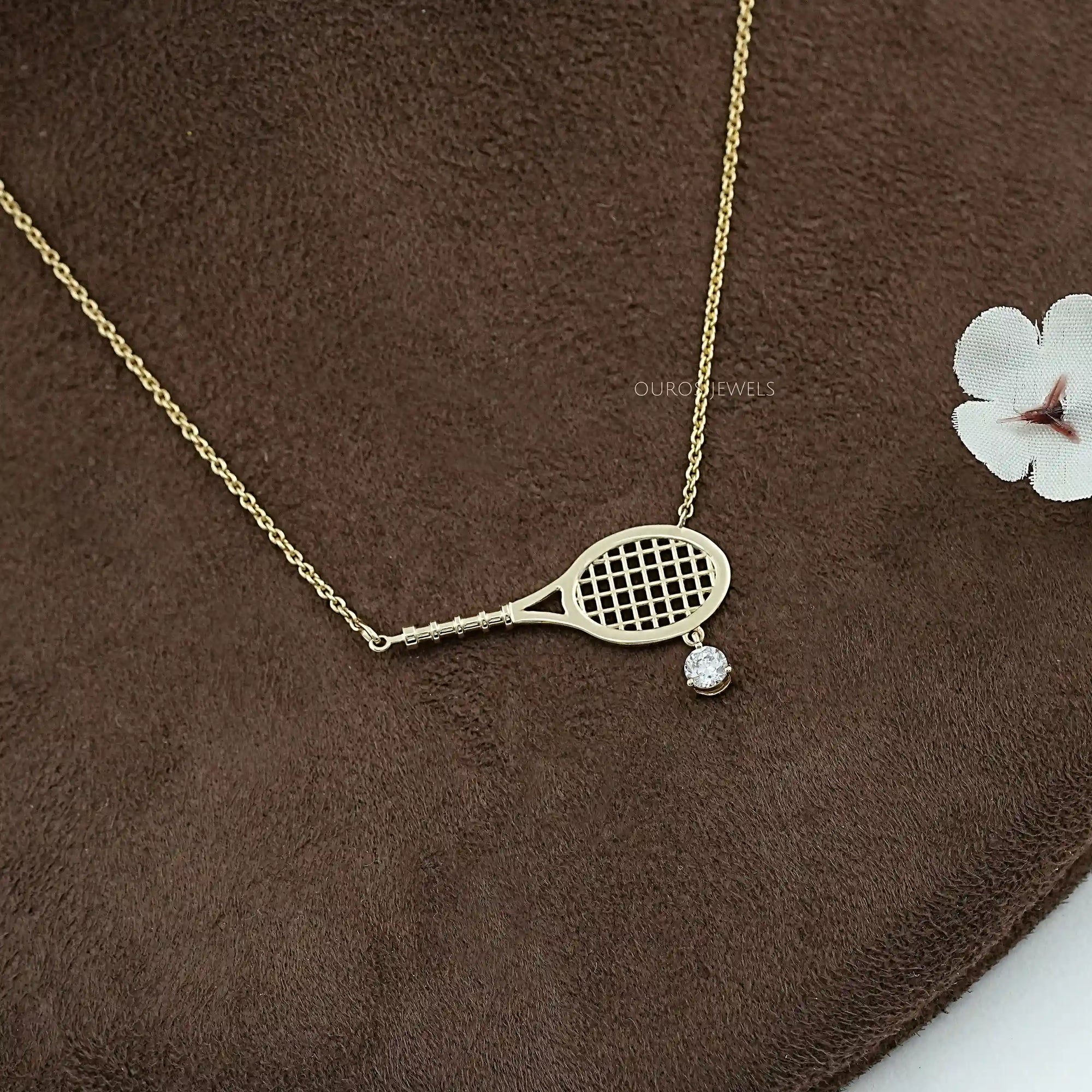 Tennis Racket Lab Diamond Pendant