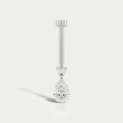 Pear Diamond Threaded Charm Earring