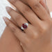 Ruby And Half Moon Diamond Three Stone Ring Ring