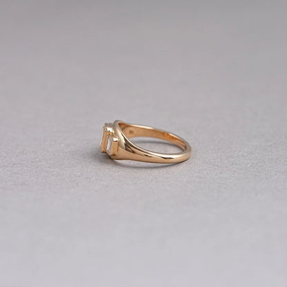 Bezel Set Yellow Emerald Cut 3 Stone Diamond Ring