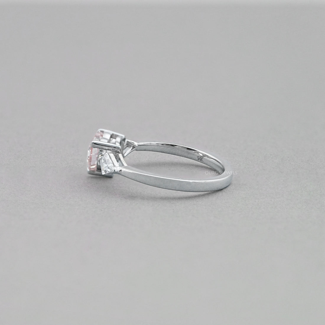 3 Stone Pink Heart Cut Diamond Engagement Ring Ring