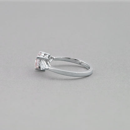 3 Stone Pink Heart Cut Diamond Engagement Ring Ring