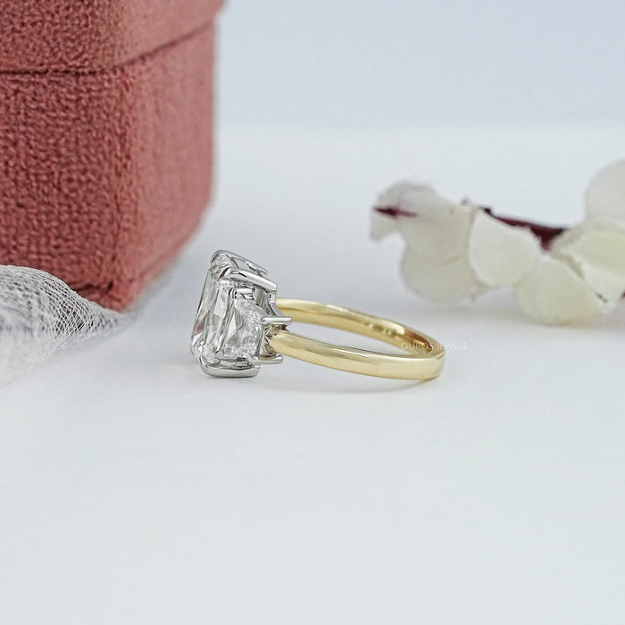 Three Stone Radiant And Trapezoid Lab Diamond Ring Ring