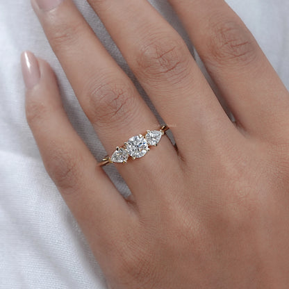 3 Stone Round Cut Lab Diamond Engagement Ring Rings