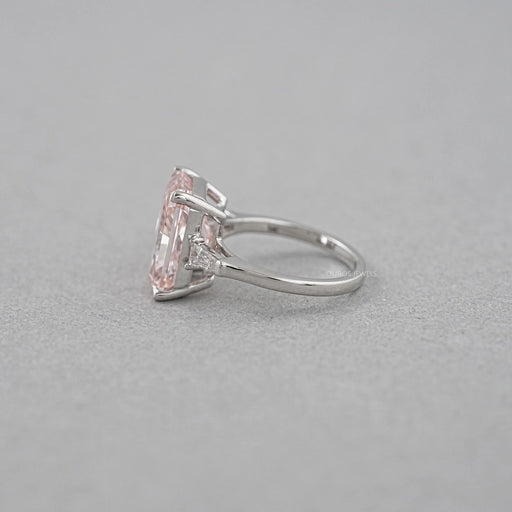 Pink Radiant Cut Lab Diamond Three Stone Ring Ring
