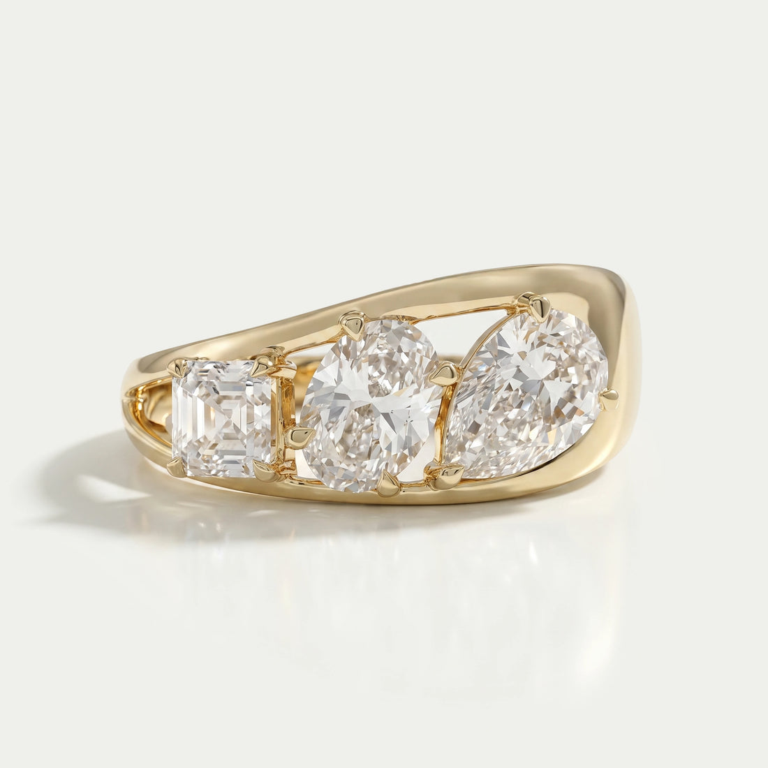Multi Shape Lab Diamond Three Stone Ring Ring