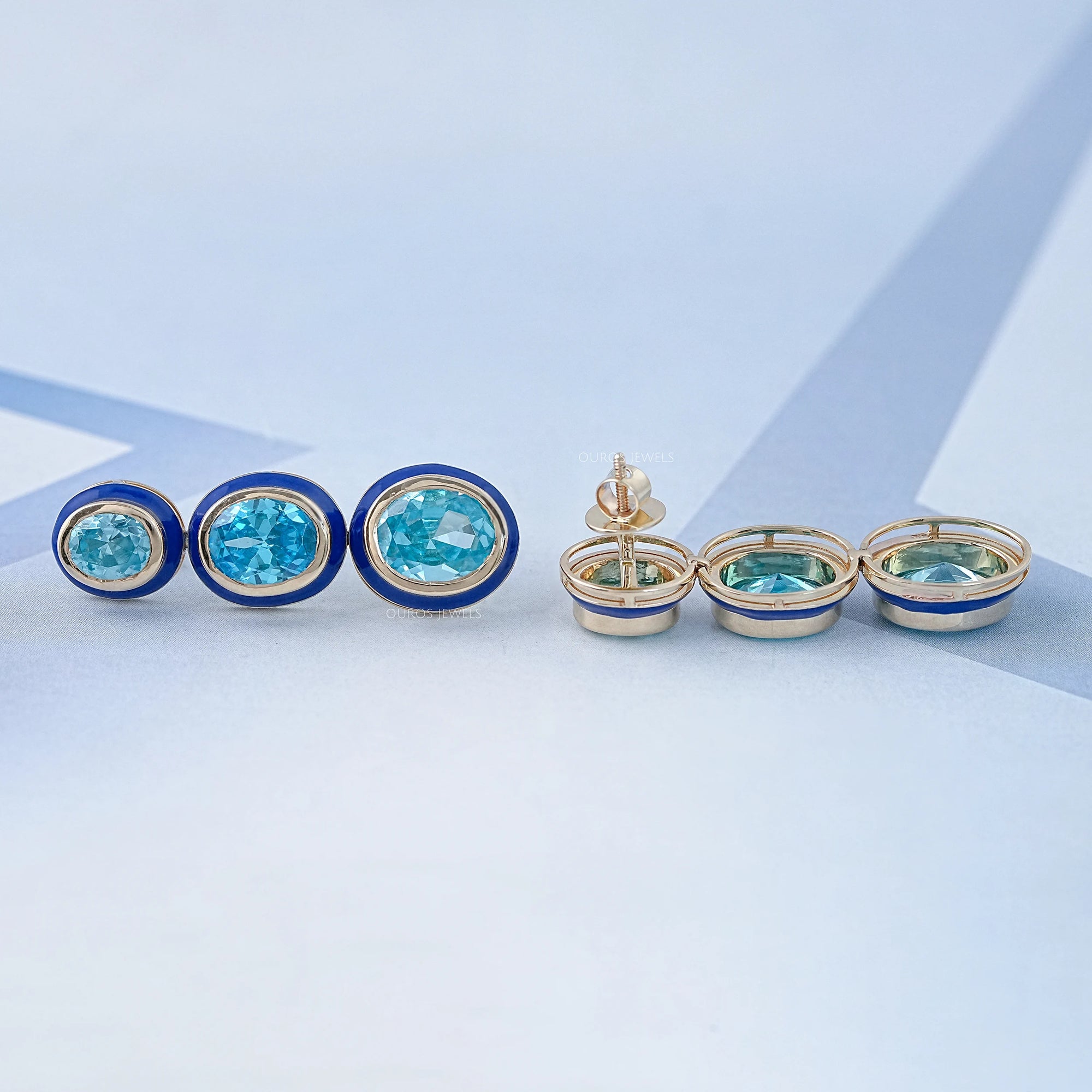 Blue Topaz Oval Gemstone Dangle Earrings Earrings