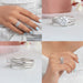 [Collage of Three Stone Round Cut Bridal Ring Set]-[Ouros Jewels]
