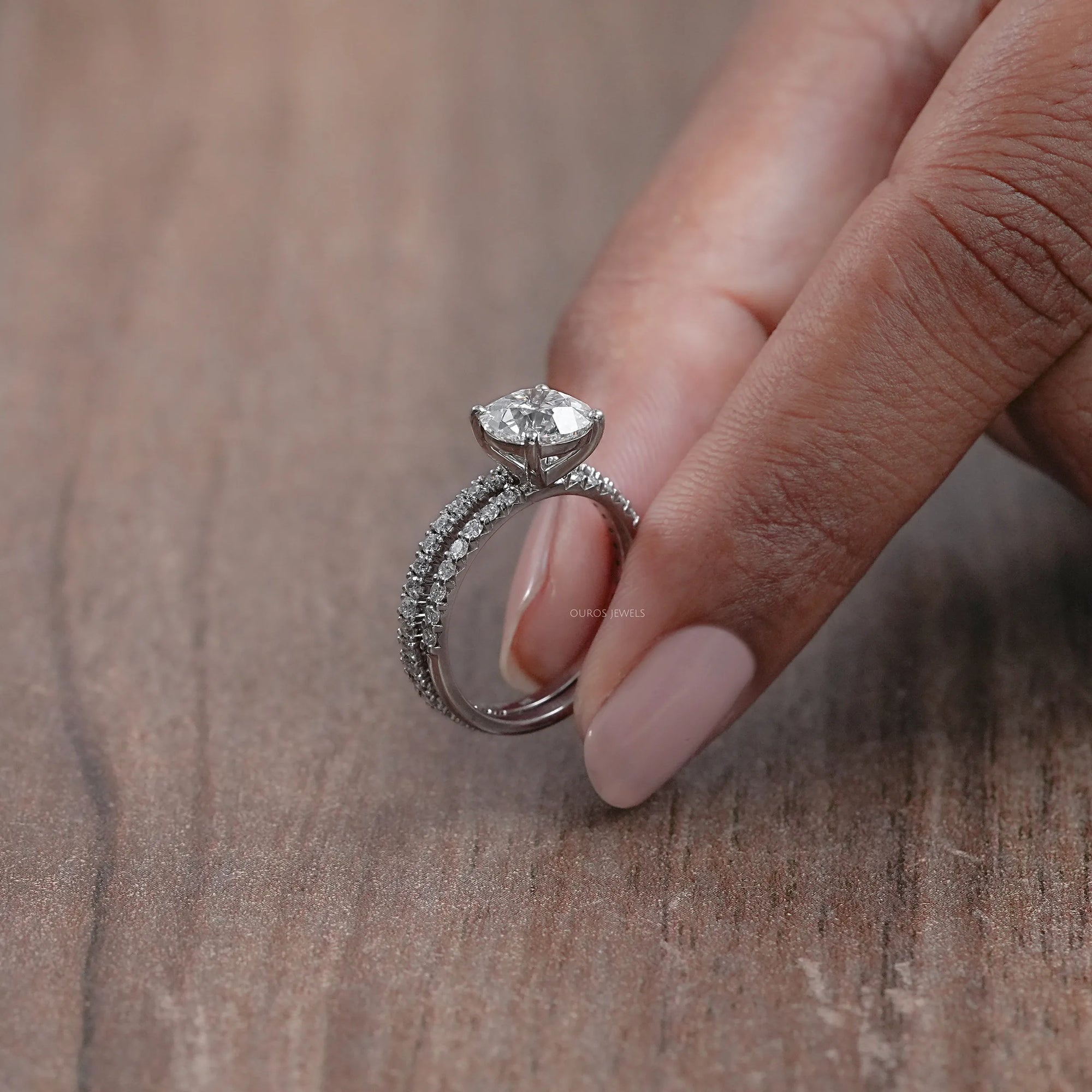 Old European Round Cut Solitaire Accent Bridal Ring Set Rings