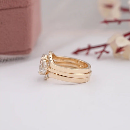 Oval Shape Lab Diamond Bridal Ring Set Rings