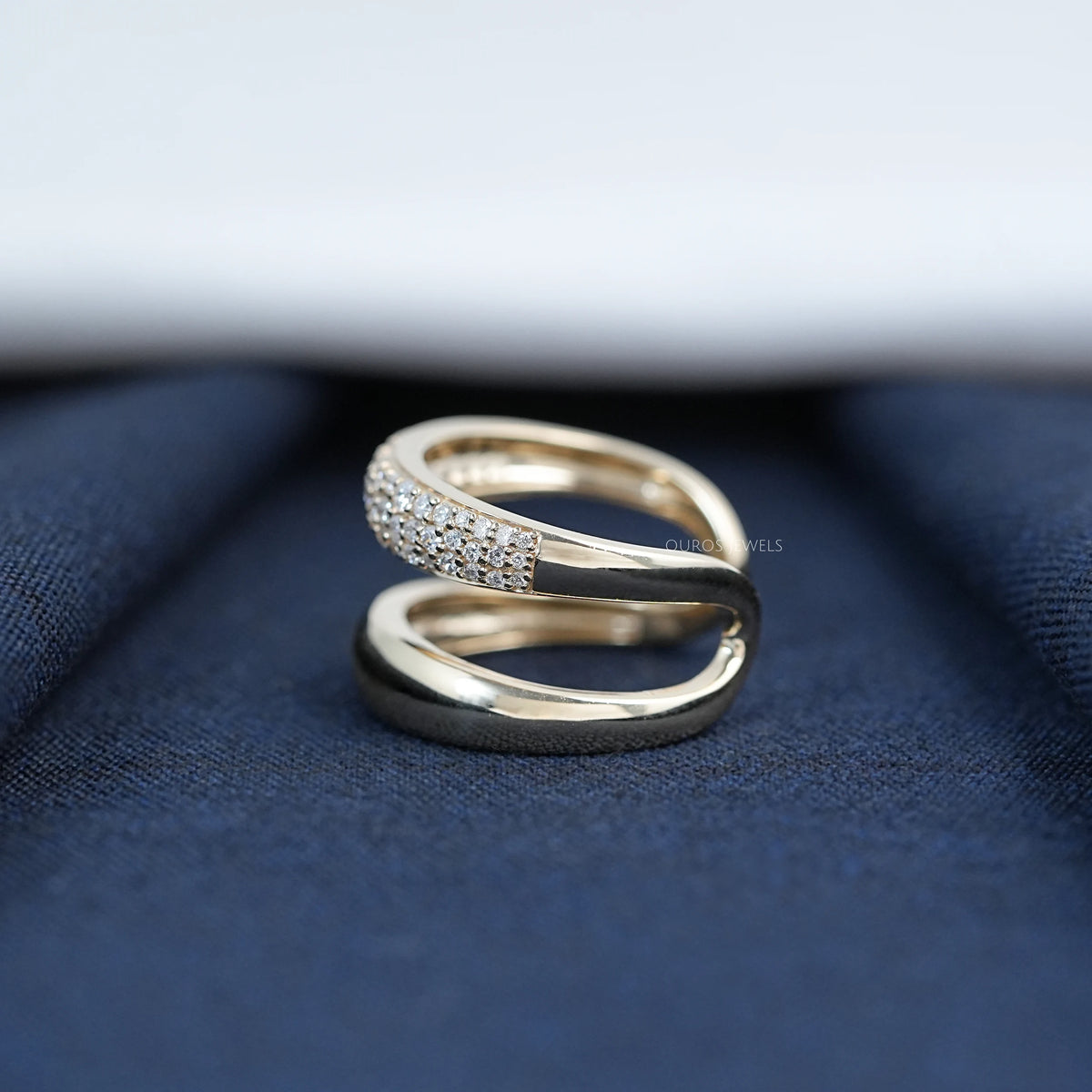Gold Double Domed Open Cuff Ring