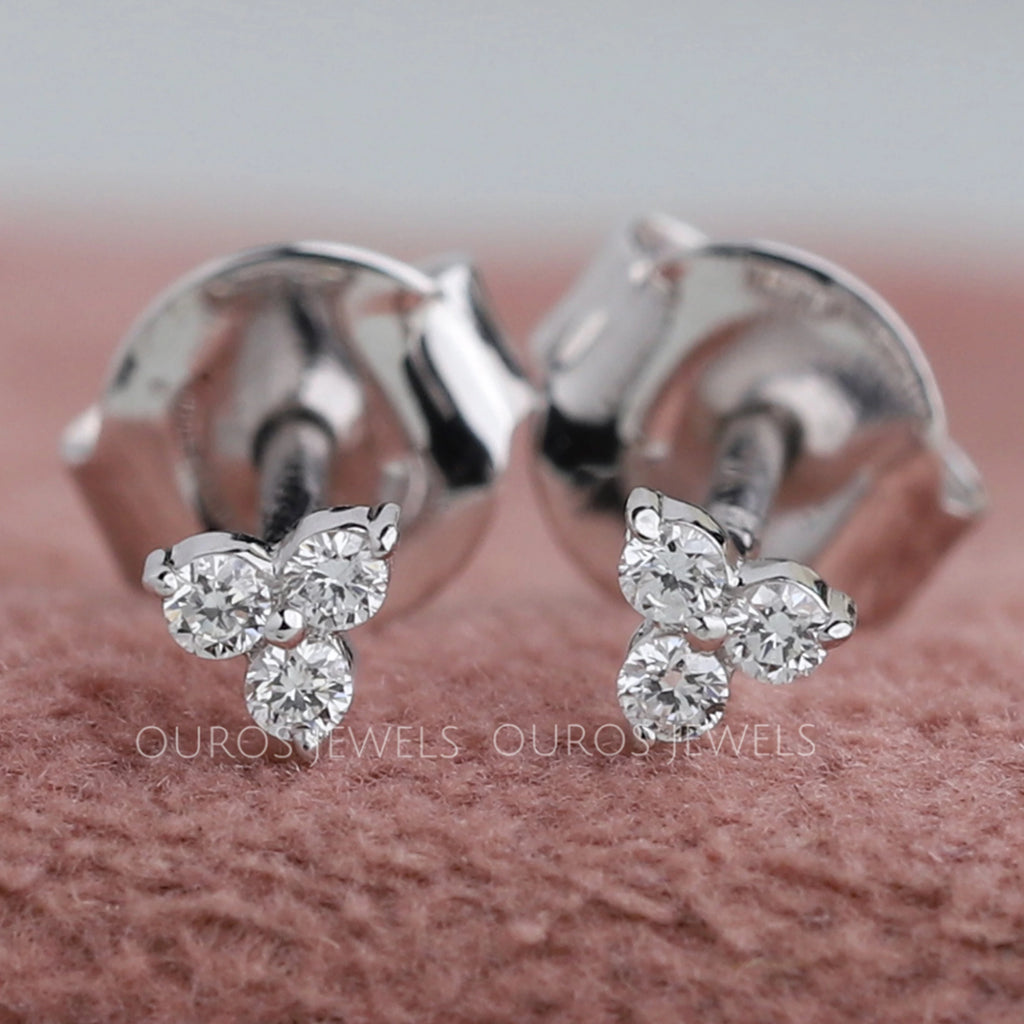 Tiny Trinity Round Lab Diamond Stud Earrings Earring