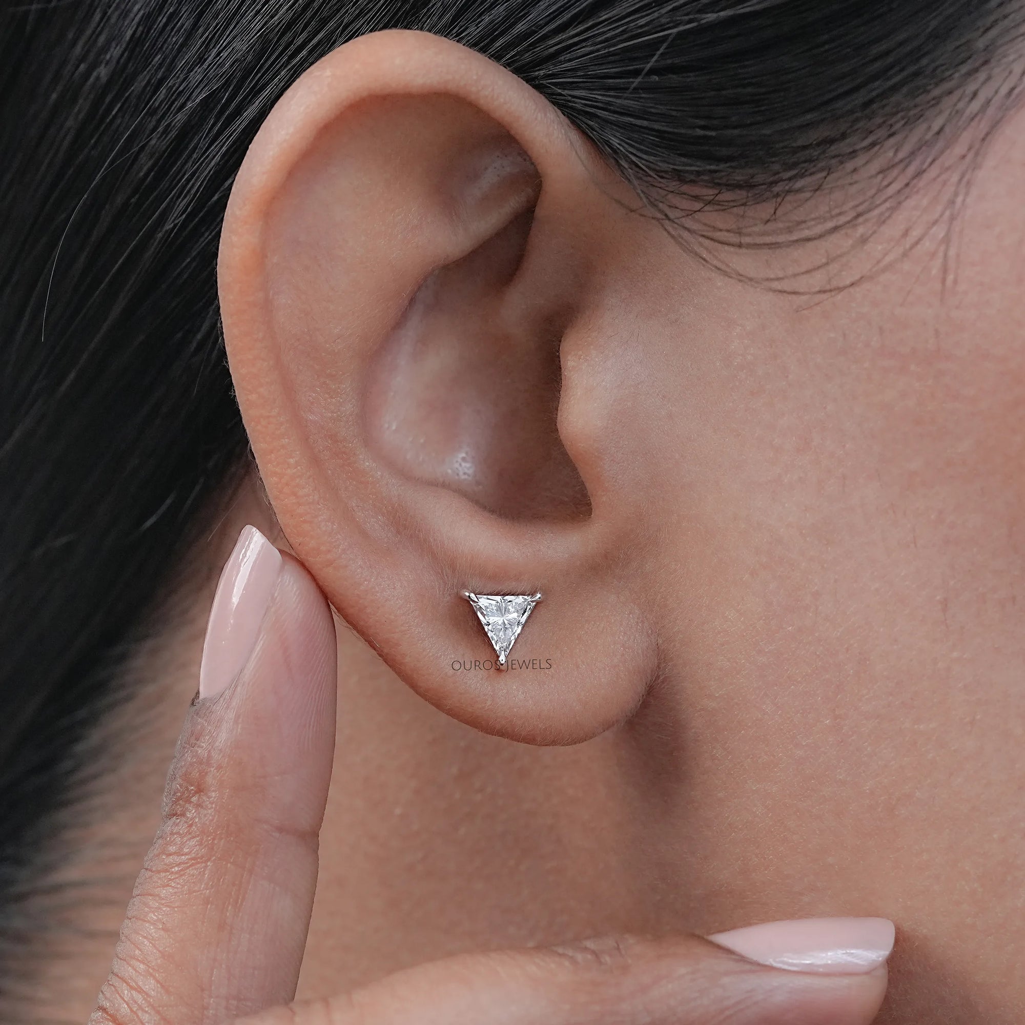Triangle Cut Lab Diamond Stud Earrings Earrings