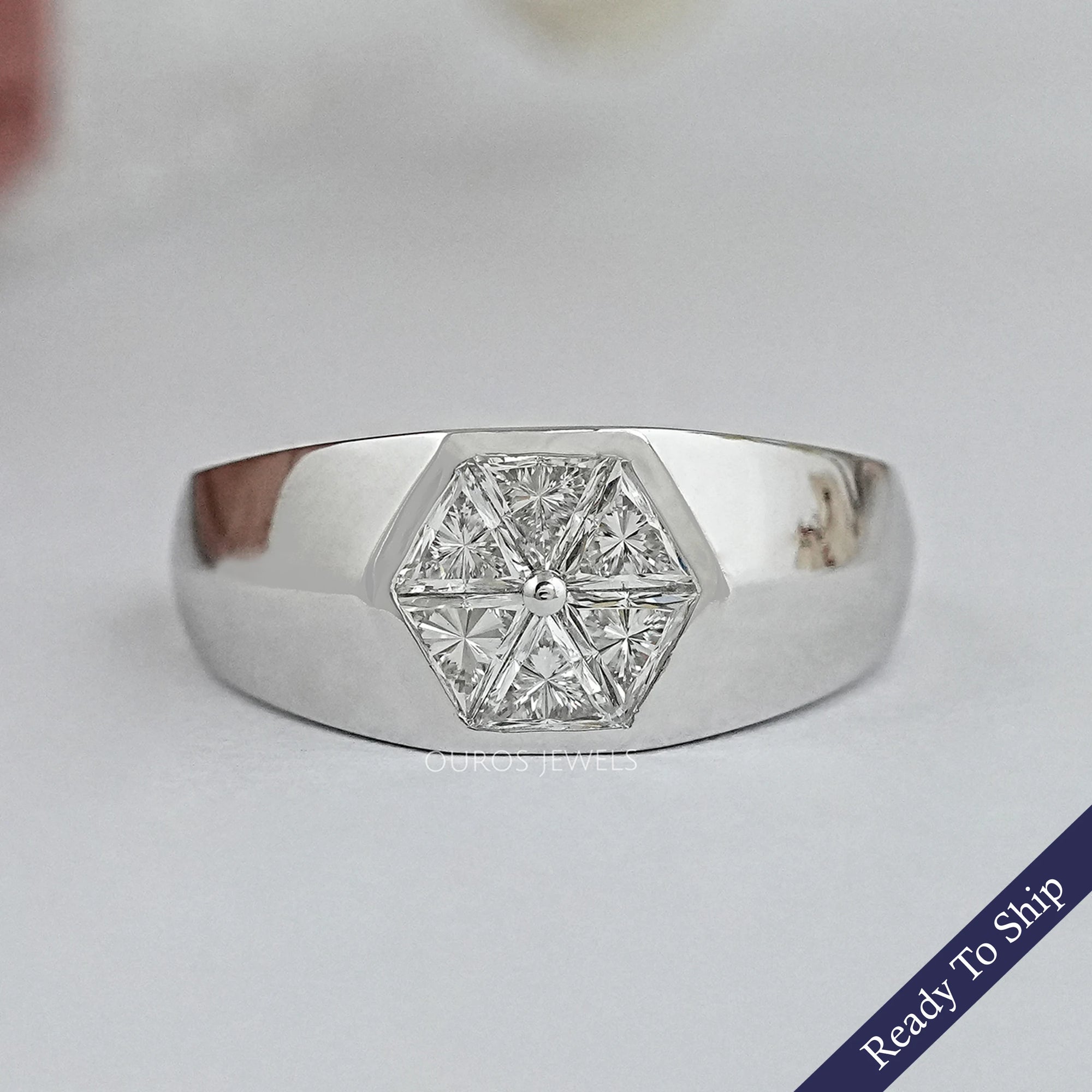 Antique Triangle Cut Lab Diamond Wedding Band Rings