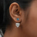[A Women wearing Trillion Lab Diamond Jacket Earrings]