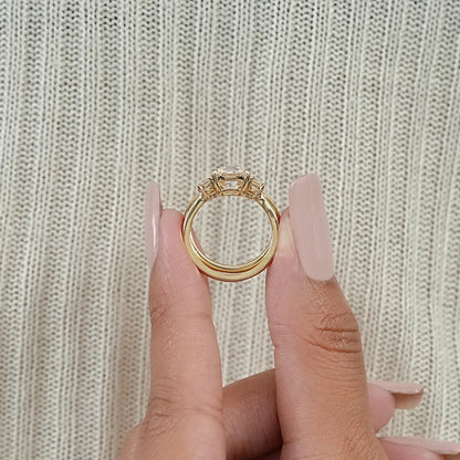 Trilogy Old Mine Cushion Diamond Curved Ring Set