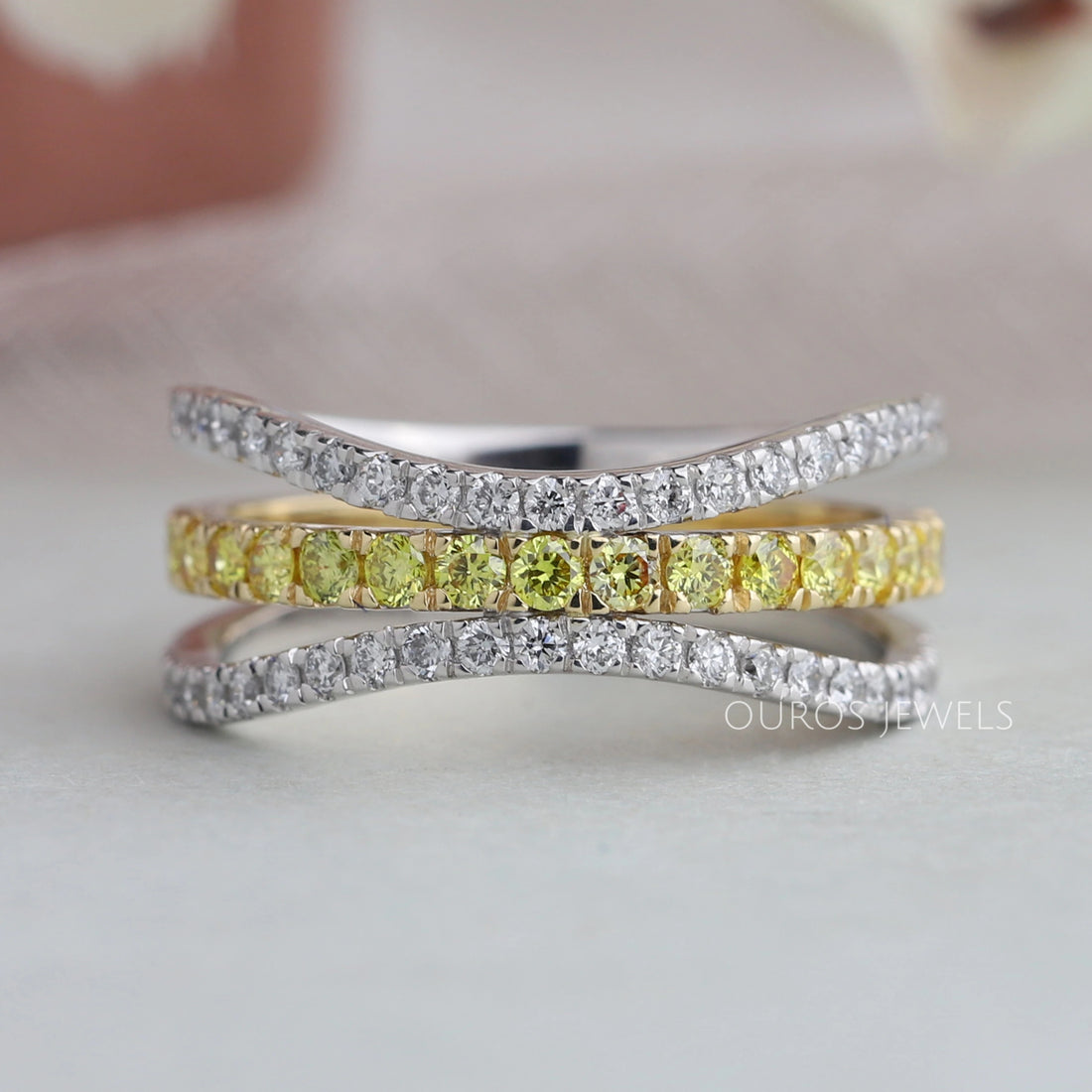 Cluster Round Triple Shank Diamond Party Wear Ring