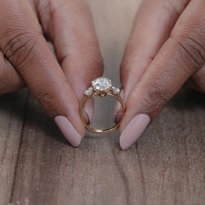 Three Stone Oval Cut Lab Grown Diamond Engagement Ring Ring