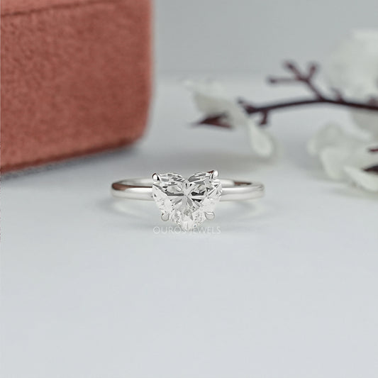 Heart Diamond Tulip Set Solitaire Ring Ring