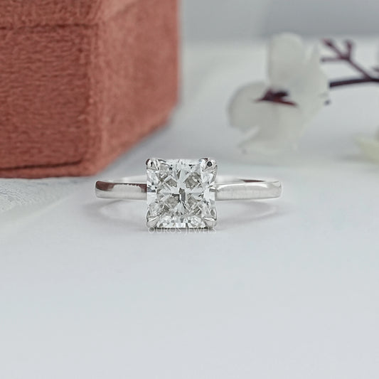 Square Radiant Cut Tulip Set Hidden Halo Ring Ring