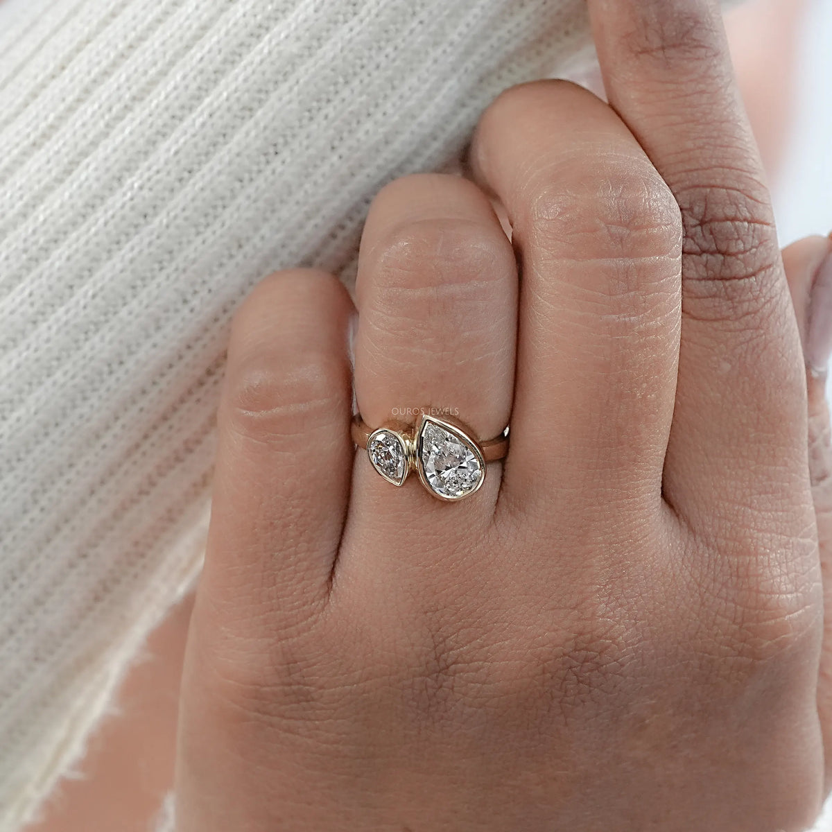 Two Stone Pear Shaped Engagement Ring Ring
