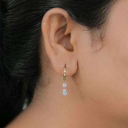 Pear And Round Cut Charm Dangle Hoop Earrings Earring