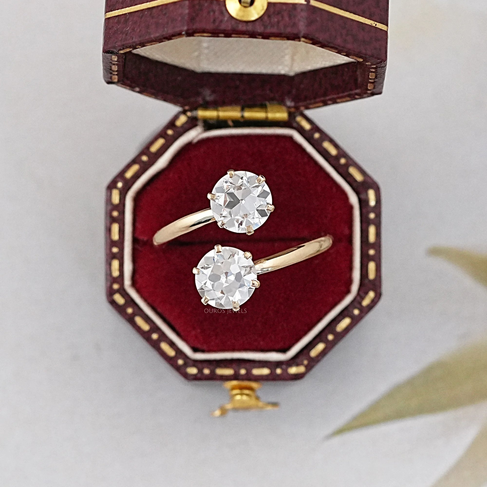 Old European Round Diamond Toi Et Moi Engagement Ring Rings