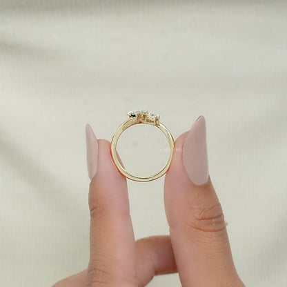 Bezel Set Pear Diamond Toi Et Moi Engagement Ring