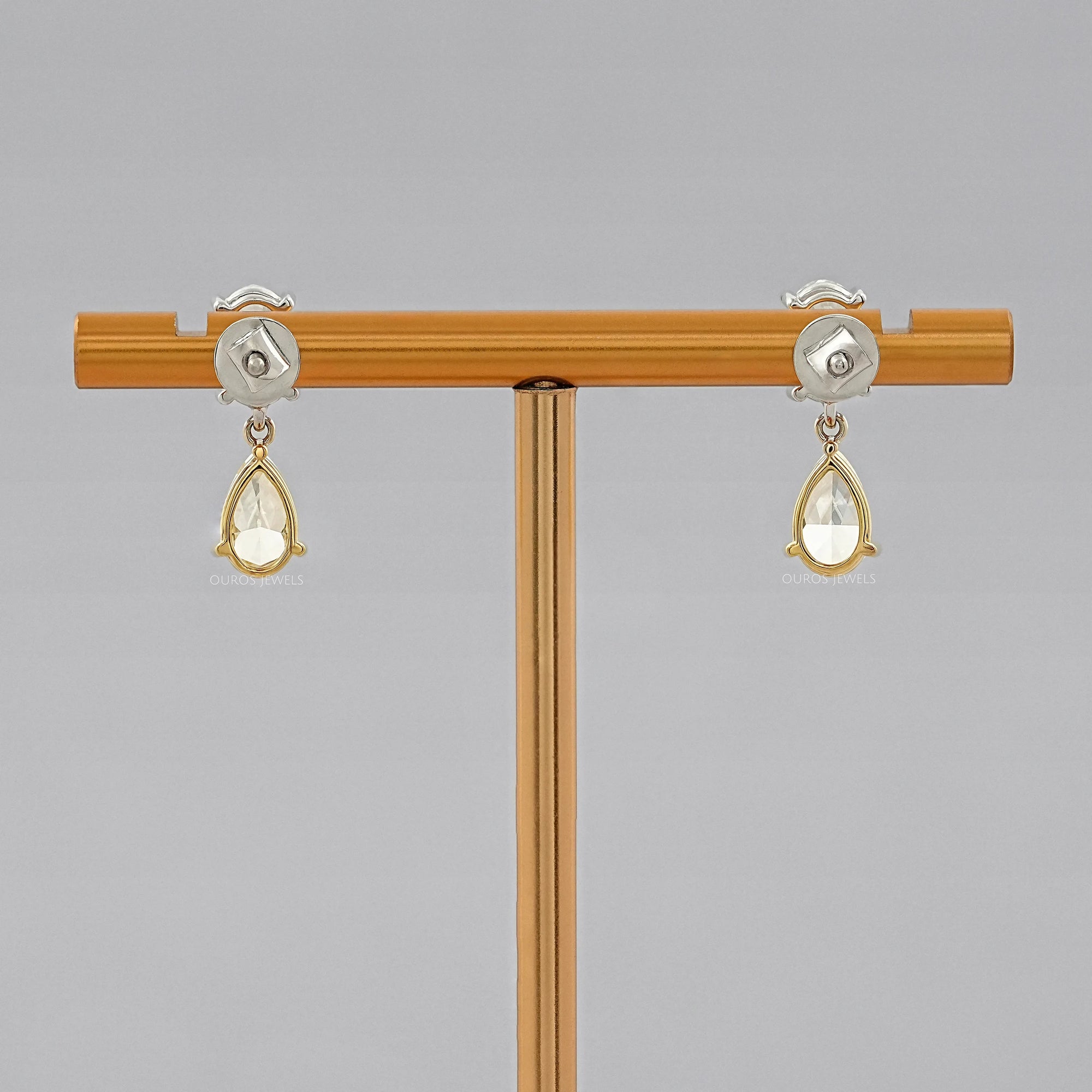 Fancy Yellow Pear And Oval Diamond Drop Earrings