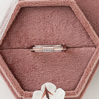 Two Tone Round Diamond Men's Band Ring