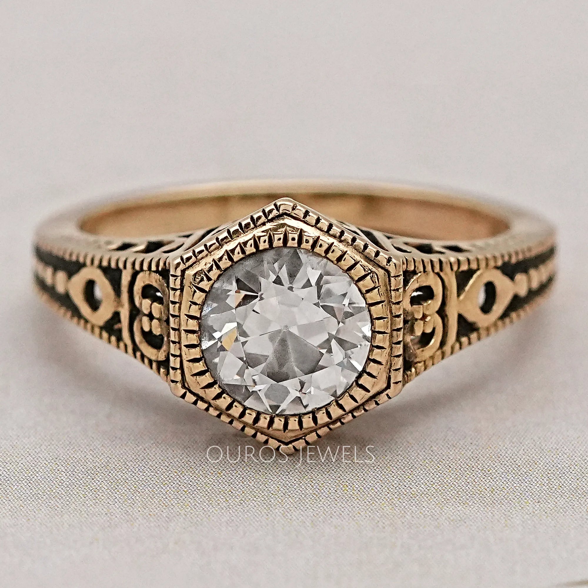 Vintage Old European Round Cut Art Deco Engagement Ring Ring