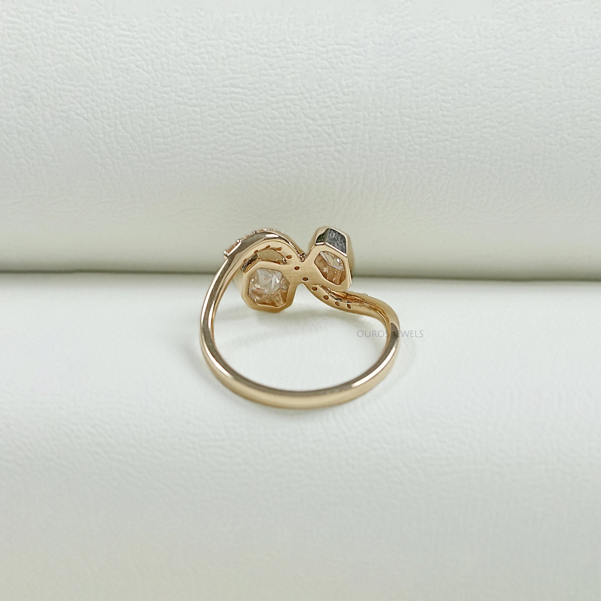 Bezel Set Shied Cut Baypass Wedding Ring