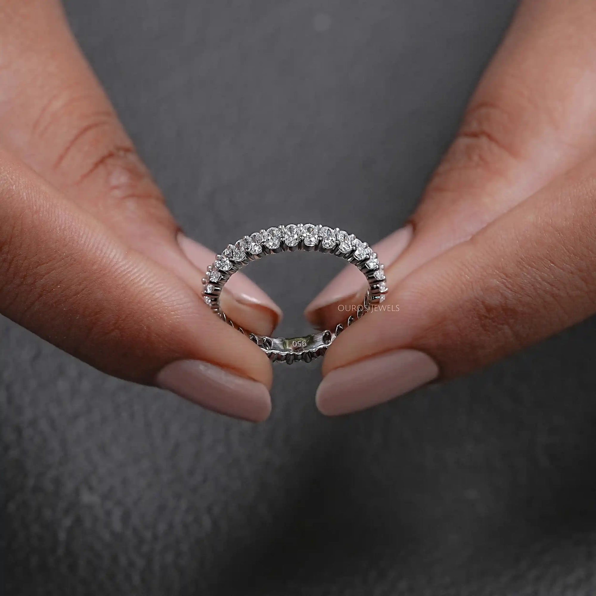 Oval Cut Lab Diamond Full Eternity Anniversary Band Ring