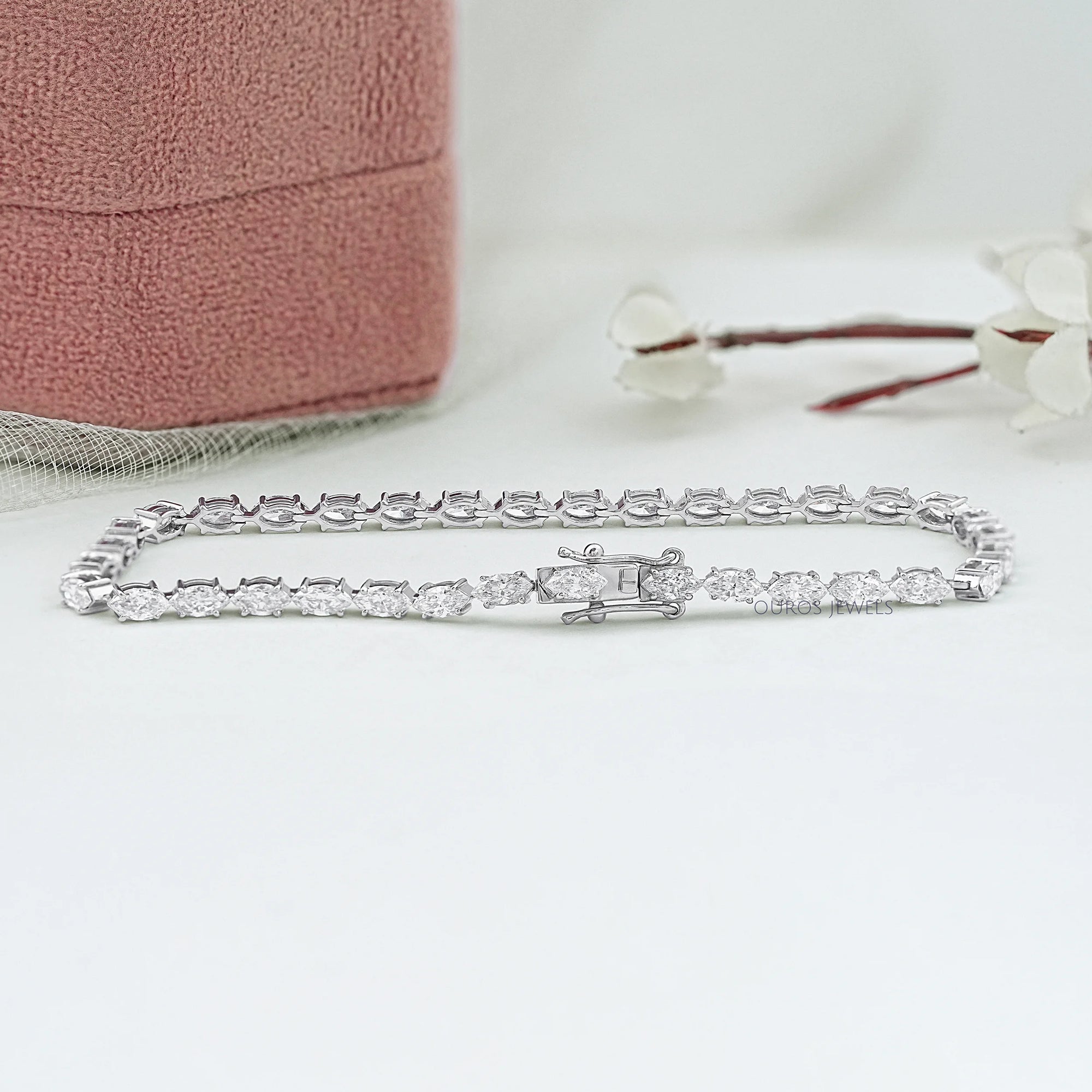 Marquise Cut Lab Diamond White Gold Tennis Bracelet Bracelet