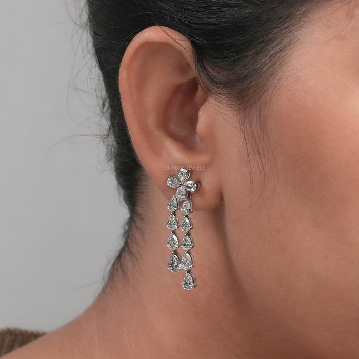 Pear Cut Lab Grown Diamond Dangle Earring