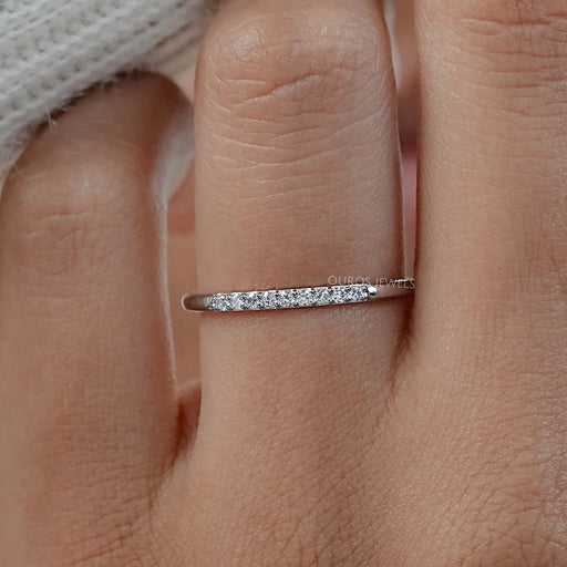 Round Lab Diamond Pave Set Wedding Band Rings