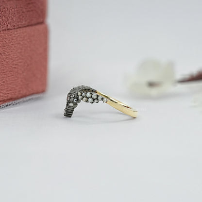 Rose Cut Round Diamond Cluster Curved Ring