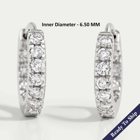 Lab Grown Round Cut Diamond Hoop Earrings Earrings