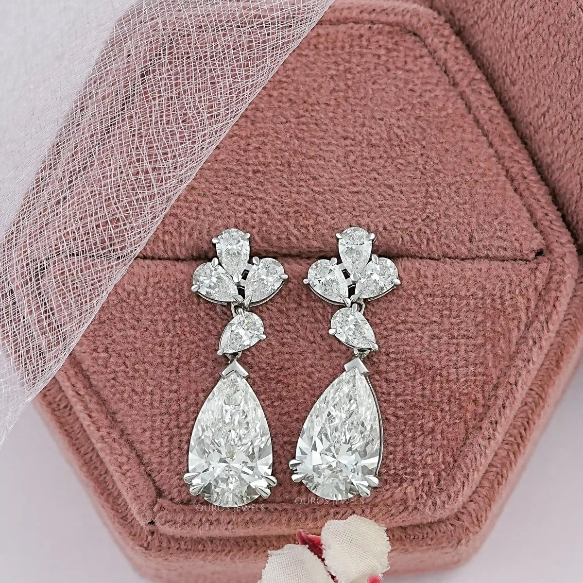 Pear Lab Diamond Drop Dangle Earrings Earrings